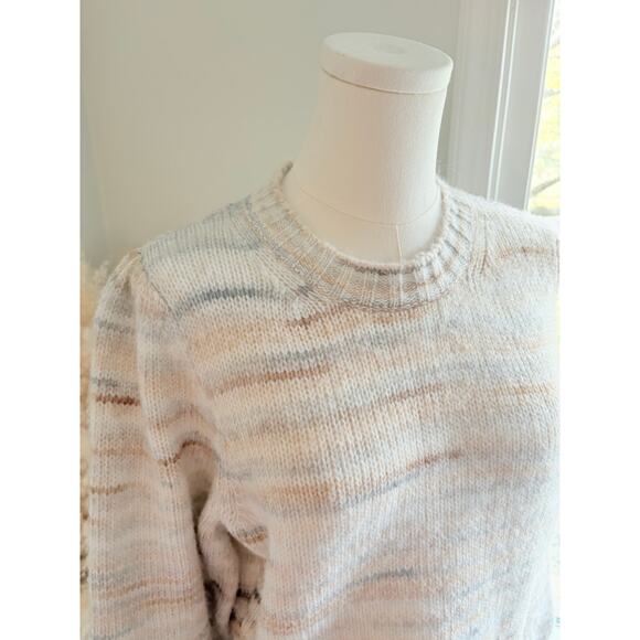 NWT French Connection Marley Space Dye Crewneck Sweater Womens Large Cream Tan - Picture 3 of 9
